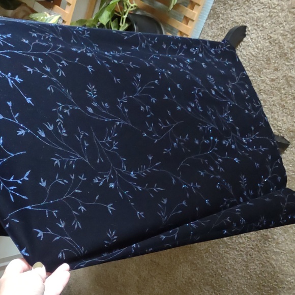 Worthington Blue Glitter Leaf Vine Velvet Long Maxi Dress NWT Practical Magic - Picture 5 of 8